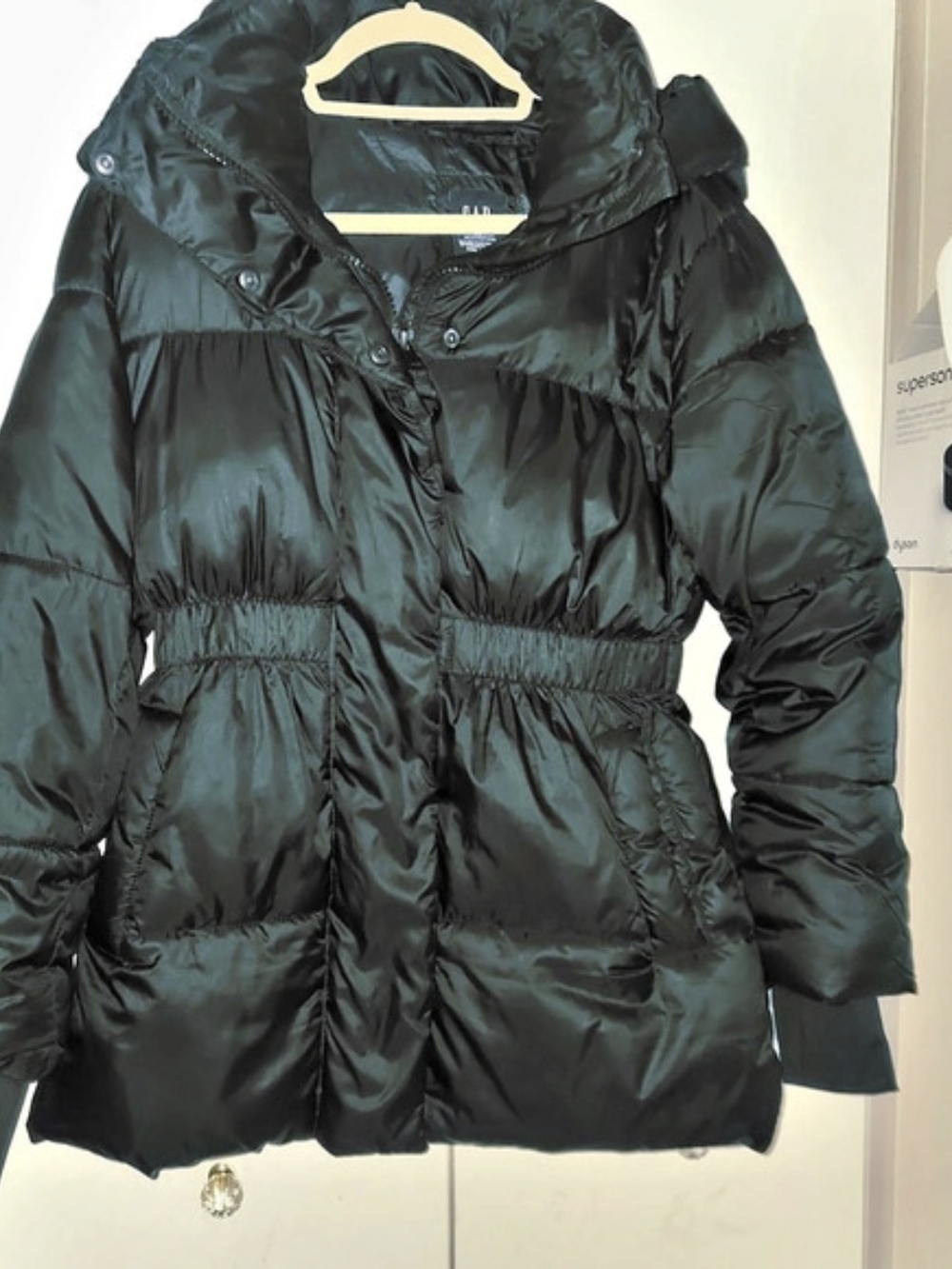 Gap Big Puff Cinched Waist PrimaLoft Puffer Jacket Black XS